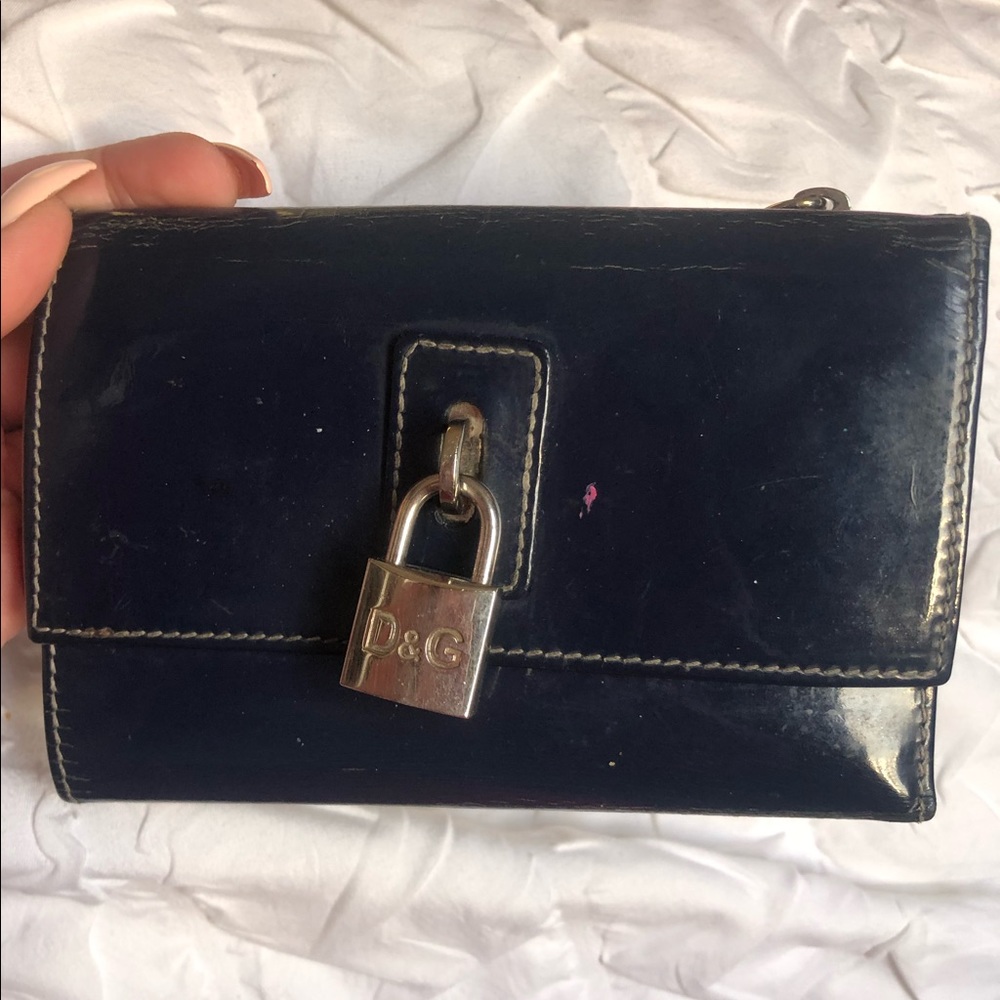 AUTH. Dolce & Gabbana Lock Charm Wallet
